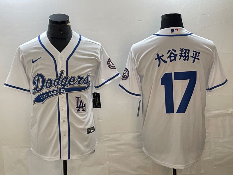Men Los Angeles Dodgers #17 Ohtani White Nike Game MLB Jersey style 12->los angeles dodgers->MLB Jersey